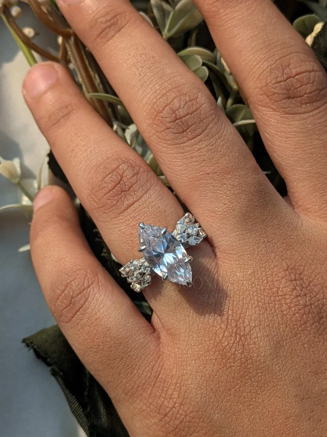 Marquise 4.2Ct Silver Engagement Ring  - Lux Moissanite Solitaire for Women, Bridal Gift, Wedding or Promise Ring