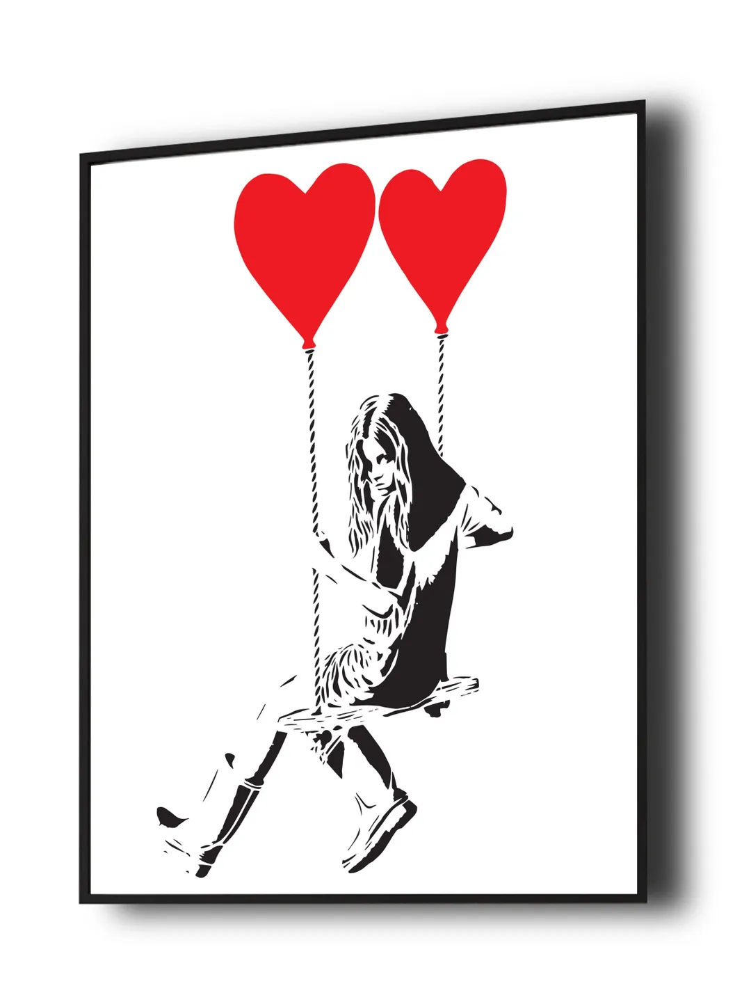 Banksy Girl With Red Heart Balloon Art Wall Poster - Pop Street Graffiti Artwork Posters Print - Large Bansky Grafitti Picture For Decor