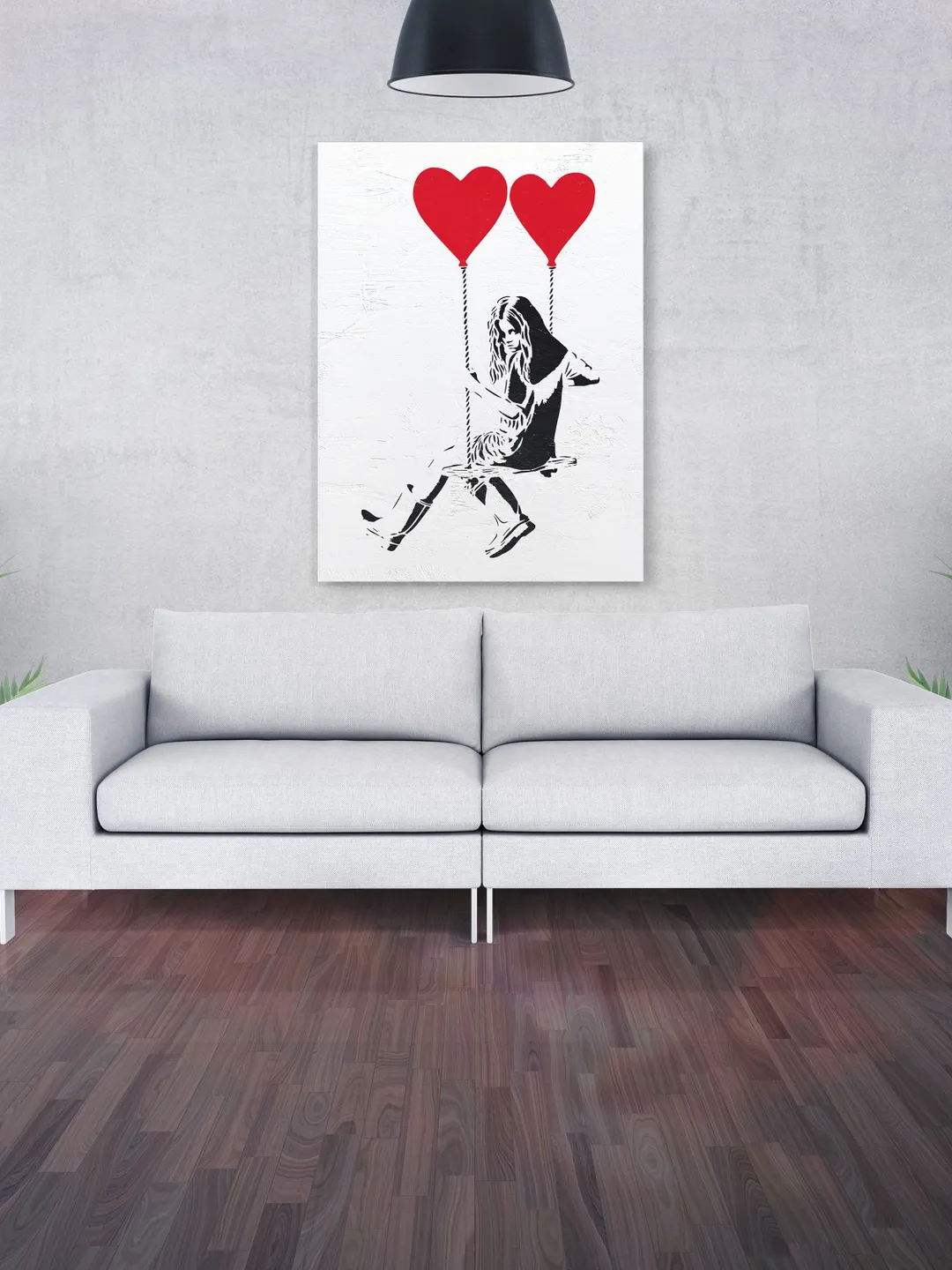 Banksy Girl With Red Heart Balloon Art Wall Canvas - Pop Street Graffiti Artwork Painting Print - Large Bansky Grafitti Picture For Decor