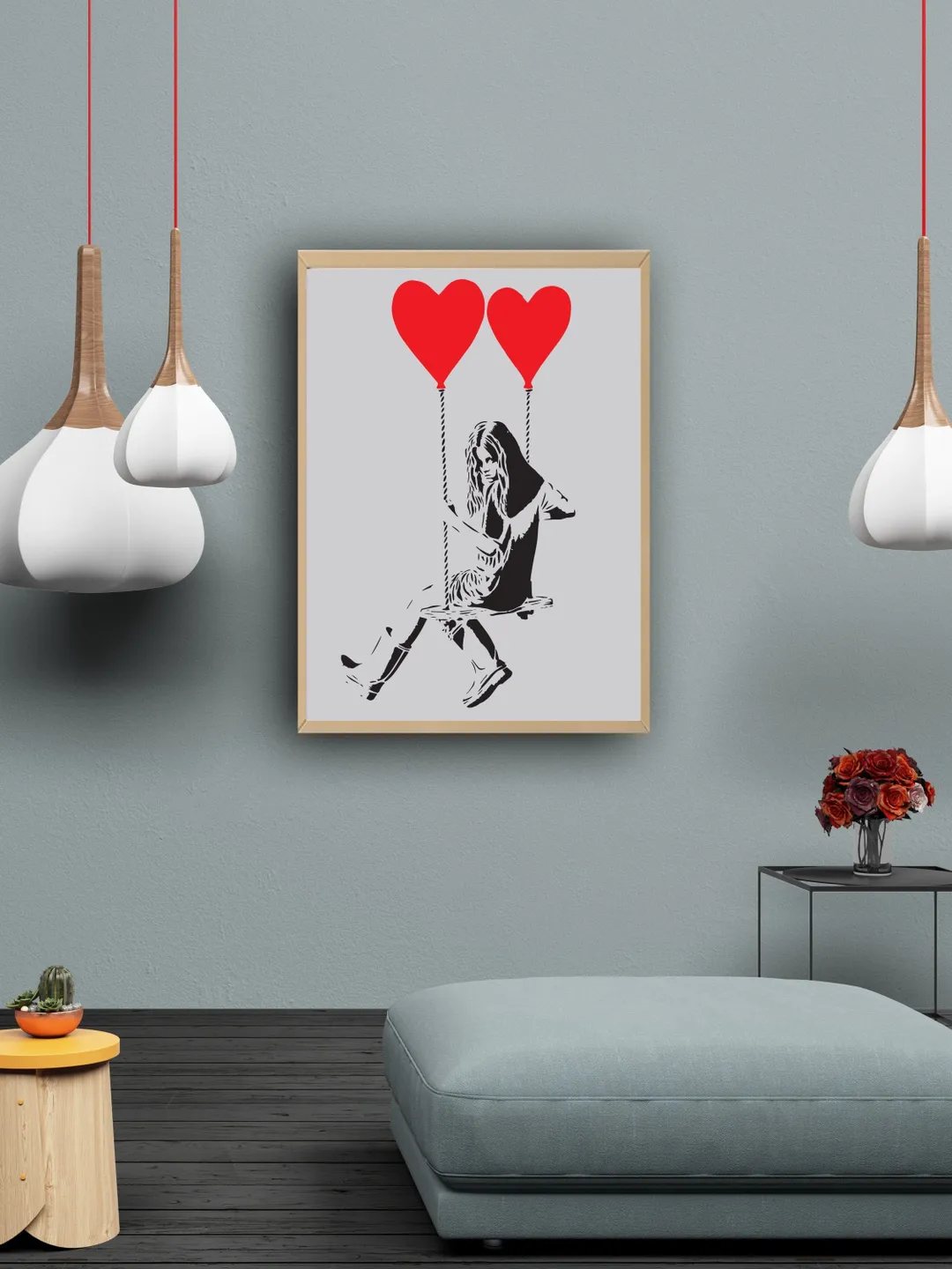 Banksy Girl With Red Heart Balloon Art Wall Poster - Pop Street Graffiti Artwork Posters Print - Large Bansky Grafitti Picture For Decor