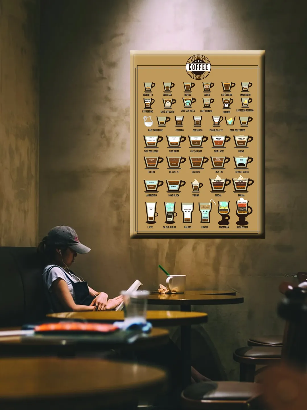 Coffee Wall Decor Canvas - Cafe Art Picture For Kitchen Dining Room - Large Coffe Shop Artwork Dinning Bar Decoration Print