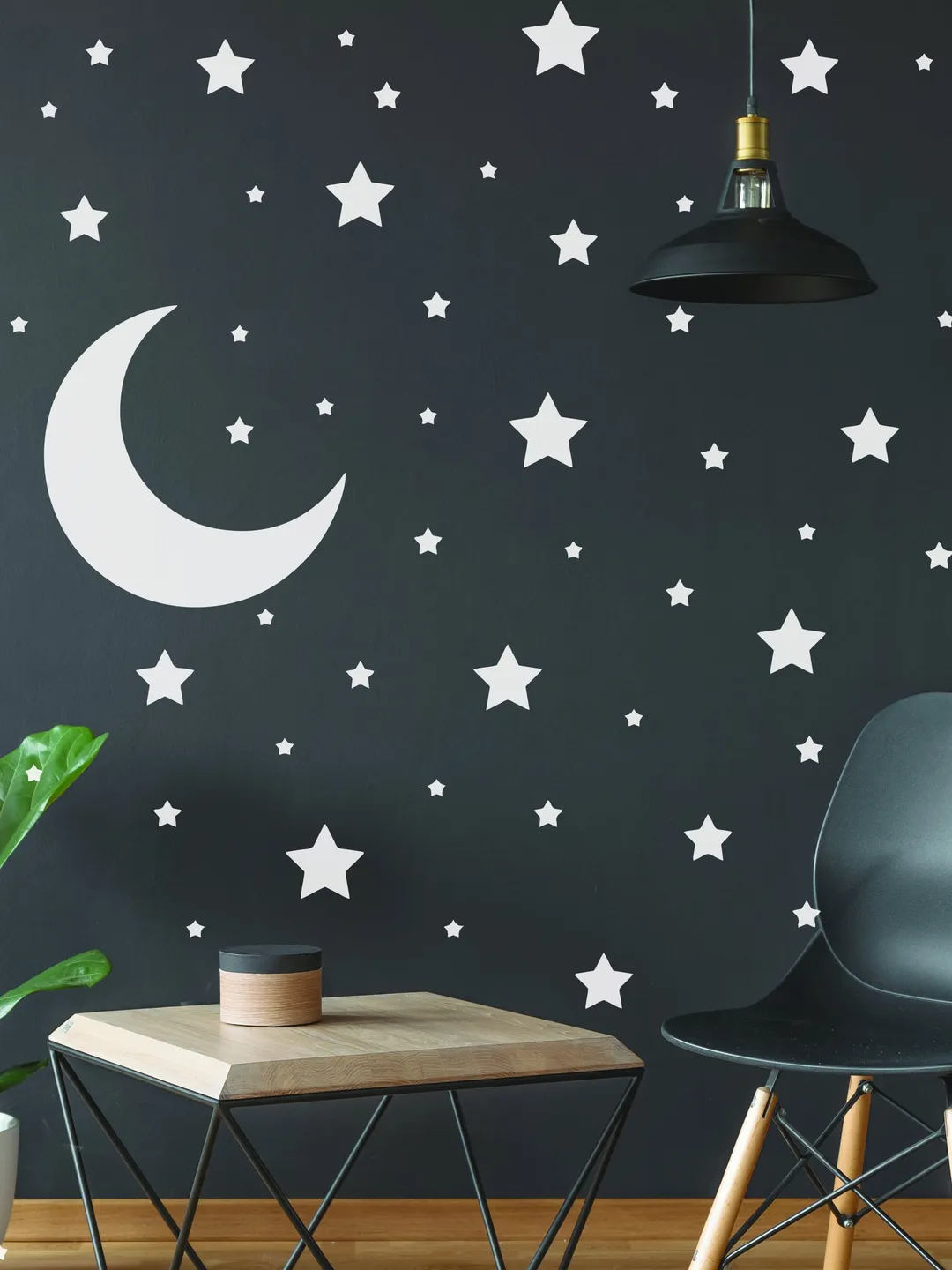 220x White Stars Wall Stickers - Moon Decor Vinyl Decals For Boy Girl Baby Nursery Kid Room - Bedroom Decoration Space Sticky Labels Pack