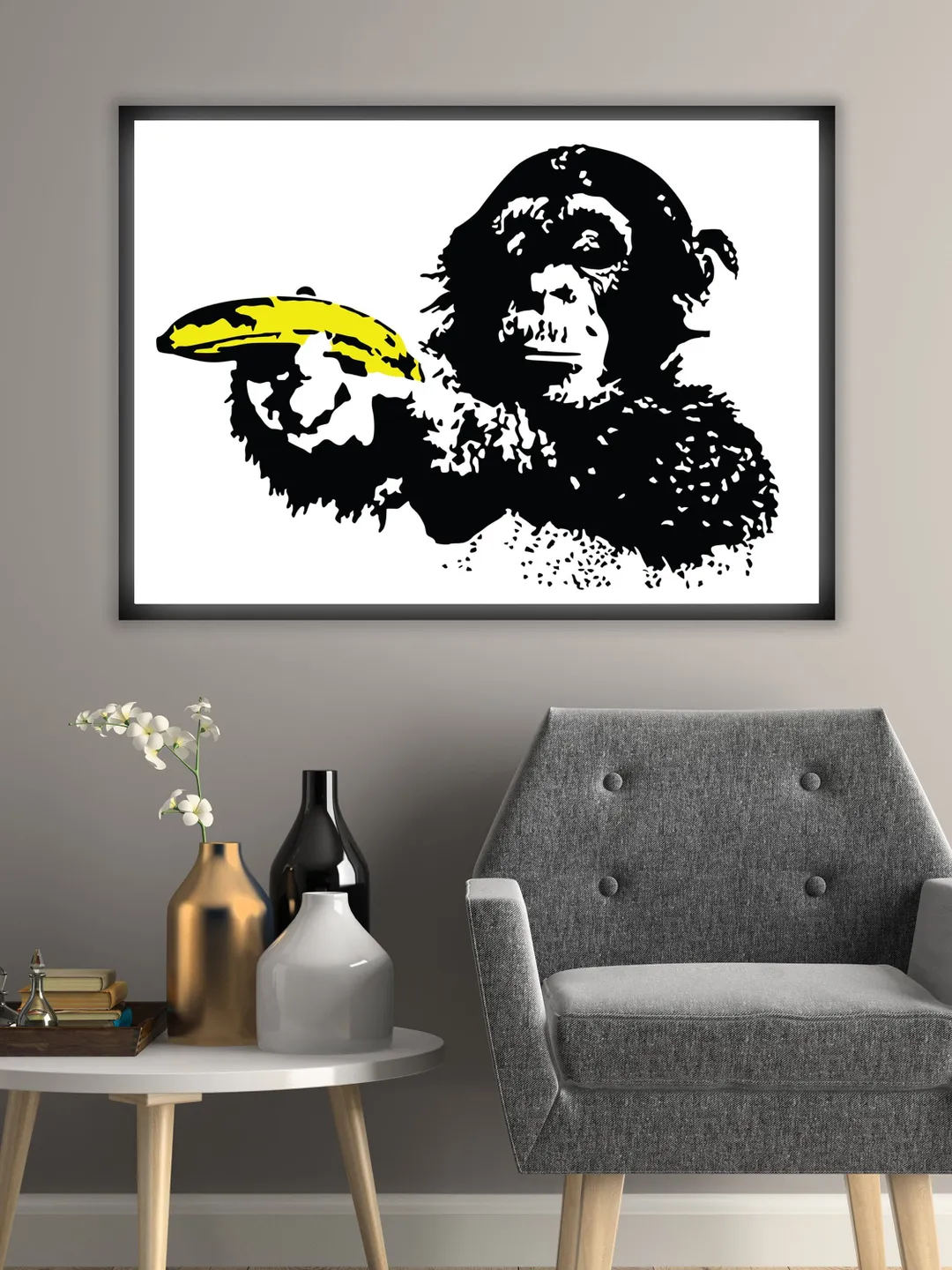Banksy Monkey Art Wall Poster - Cool Pop Street Graffiti Posters For Boy Teen Room Decor - Modern Funny Artwork Bansky Gaming Picture Print