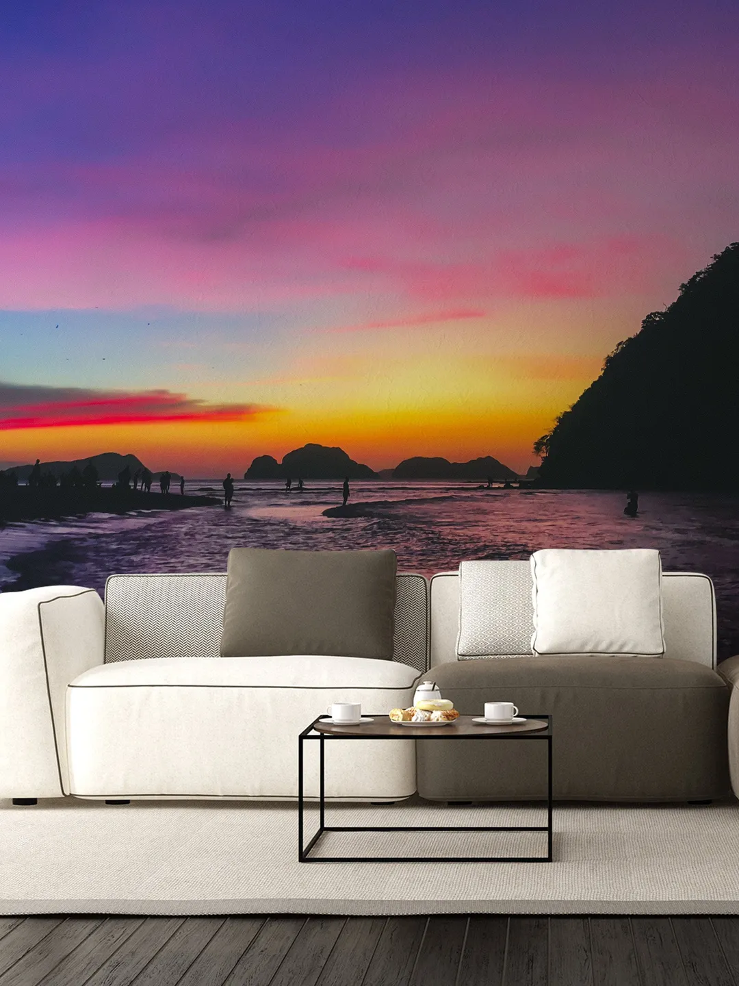 Sunset Wallpaper Decals - Peel Stick Nature Photo Self Adhesive Mural Wall Paper Decal - Vinyl Stickers Murals For Bedroom Sticker Decor