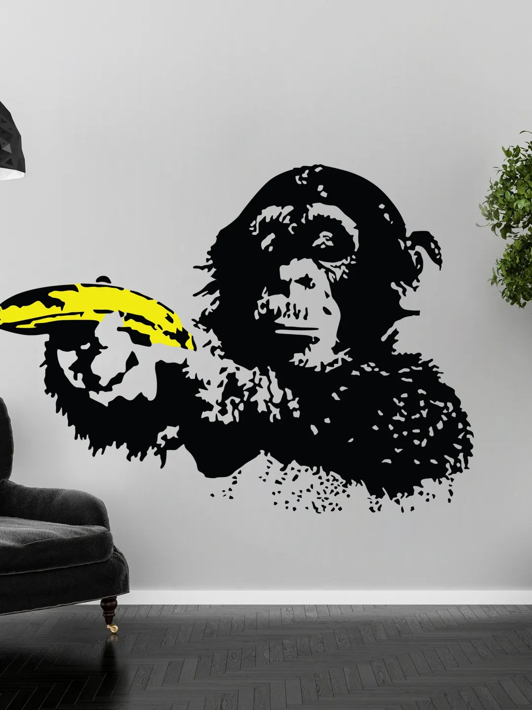 Banksy Monkey Wall Sticker - Bansky Art Vinyl Decal - Street Graffiti Focus Chimp Mural