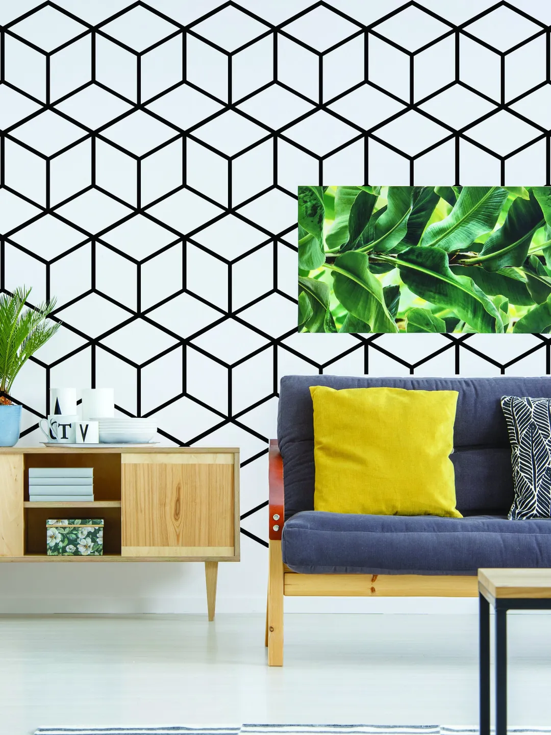 Geometric Wall Mural Decal - Hexagon Honeycomb Vinyl Bedroom Sticker - Nursery Room Decor Honey Bee Shape Art Mural