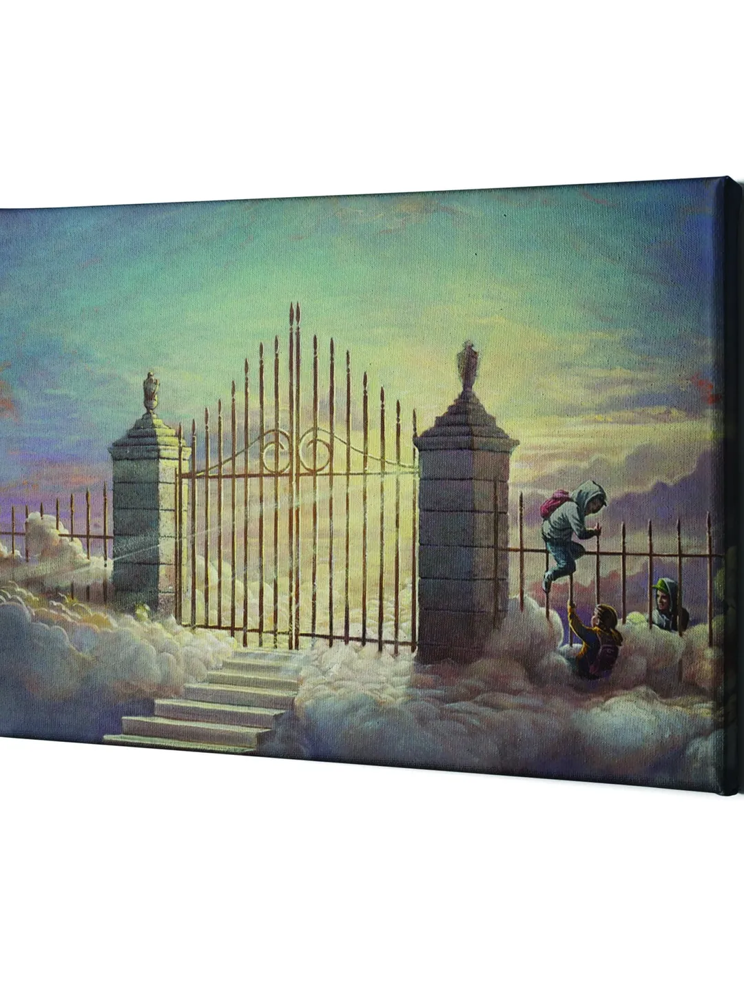 Banksy Heaven Gate Art Wall Canvas Decor Artwork - Large Street Graffiti Pop Canva Painting Print - Cool Kitchen Room Bedroom Home Bansky