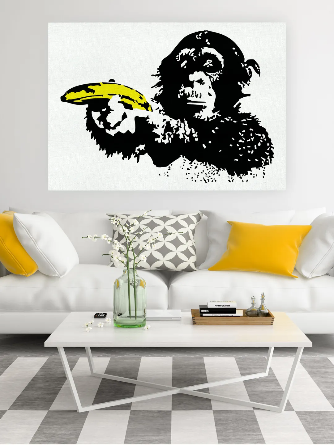 Banksy Monkey Art Wall Canvas - Cool Pop Street Graffiti Painting For Boy Teen Room Decor - Modern Funny Artwork Bansky Gaming Picture Print