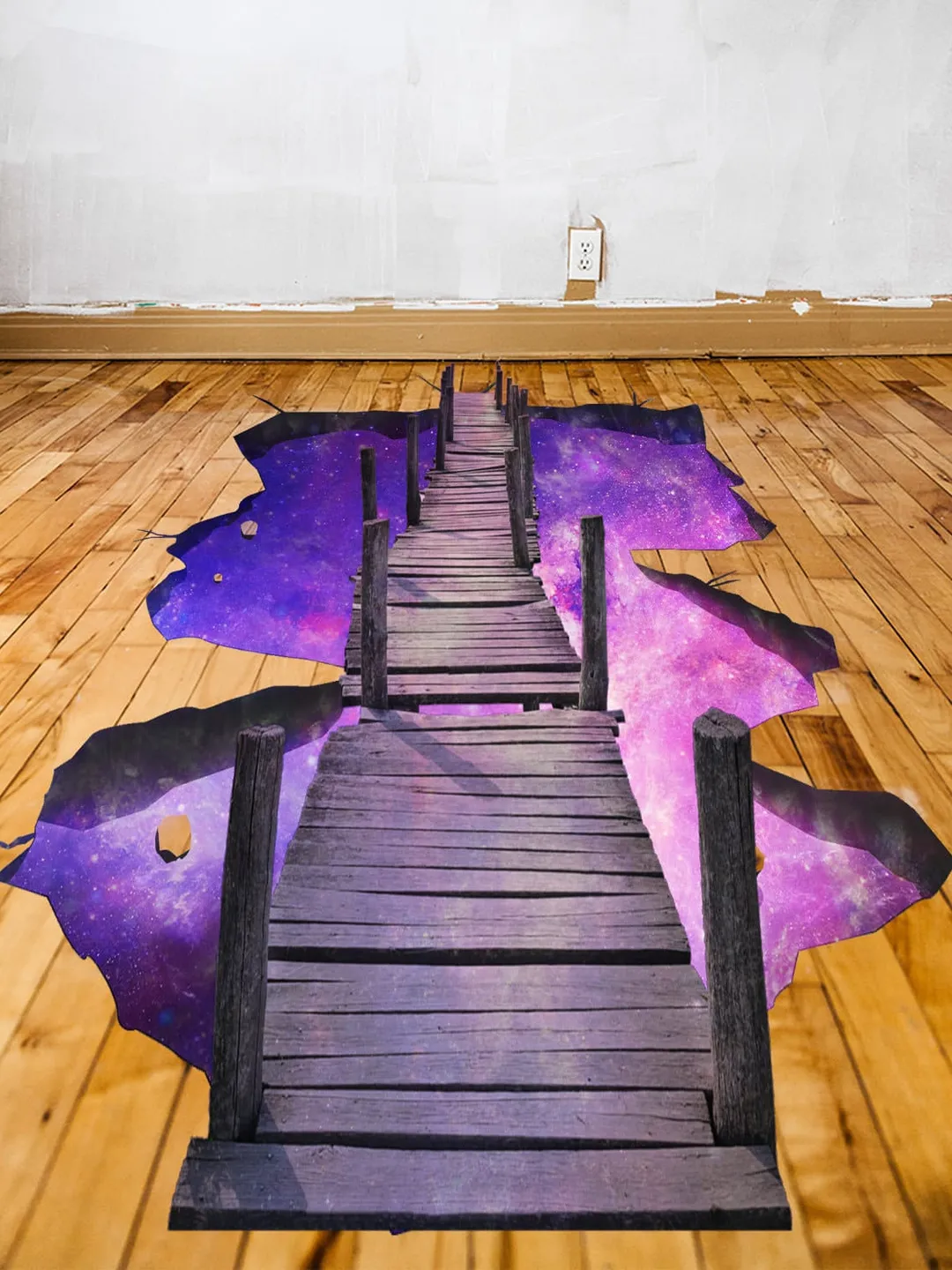 3d Space Bridge Floor Vinyl Decal - Bathroom Living Room Flooring Galaxy Decals Stick Peel Decor Stickers Decoration Kids Classroom Sticker