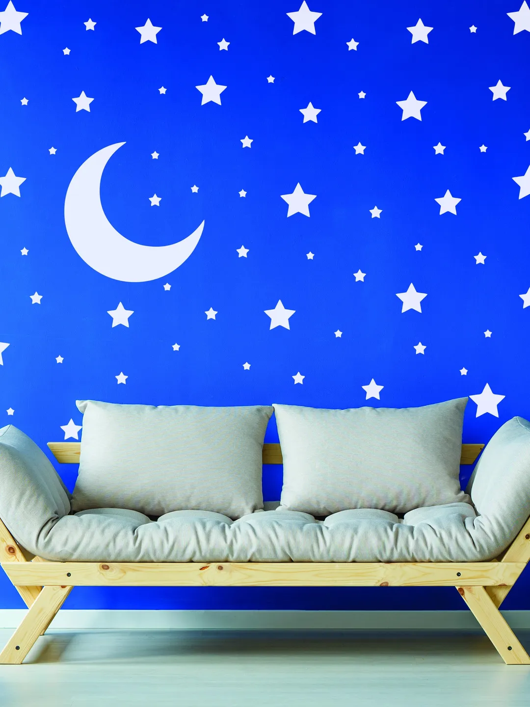 220x White Stars Wall Stickers - Moon Decor Vinyl Decals For Boy Girl Baby Nursery Kid Room - Bedroom Decoration Space Sticky Labels Pack