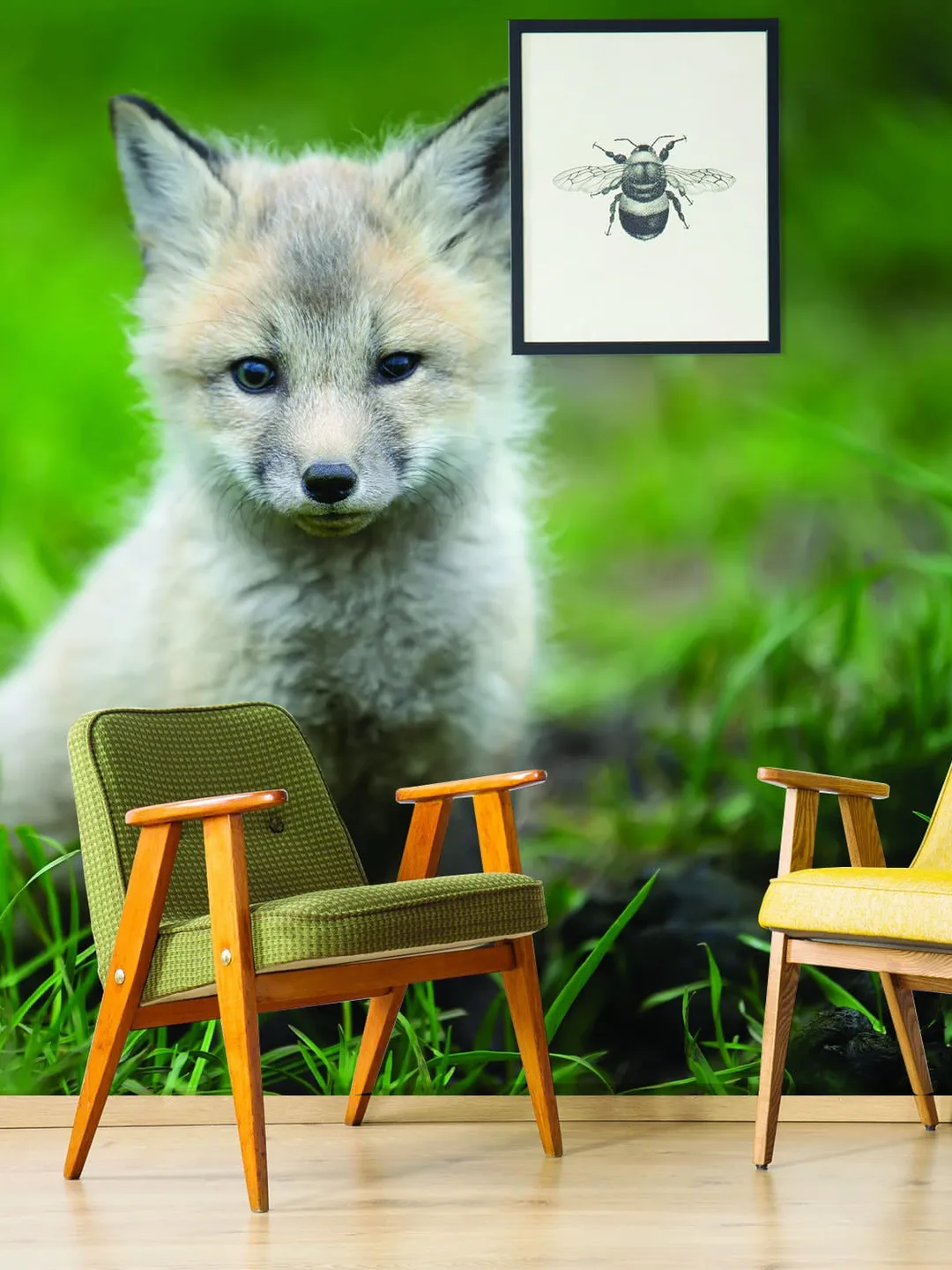 Cute Little Fox Wallpaper Decor Decal - Baby Animal Wall Sticker For Home Nursery Kid Boy Room Bedroom - Peel Stick Removable Adhesive Art