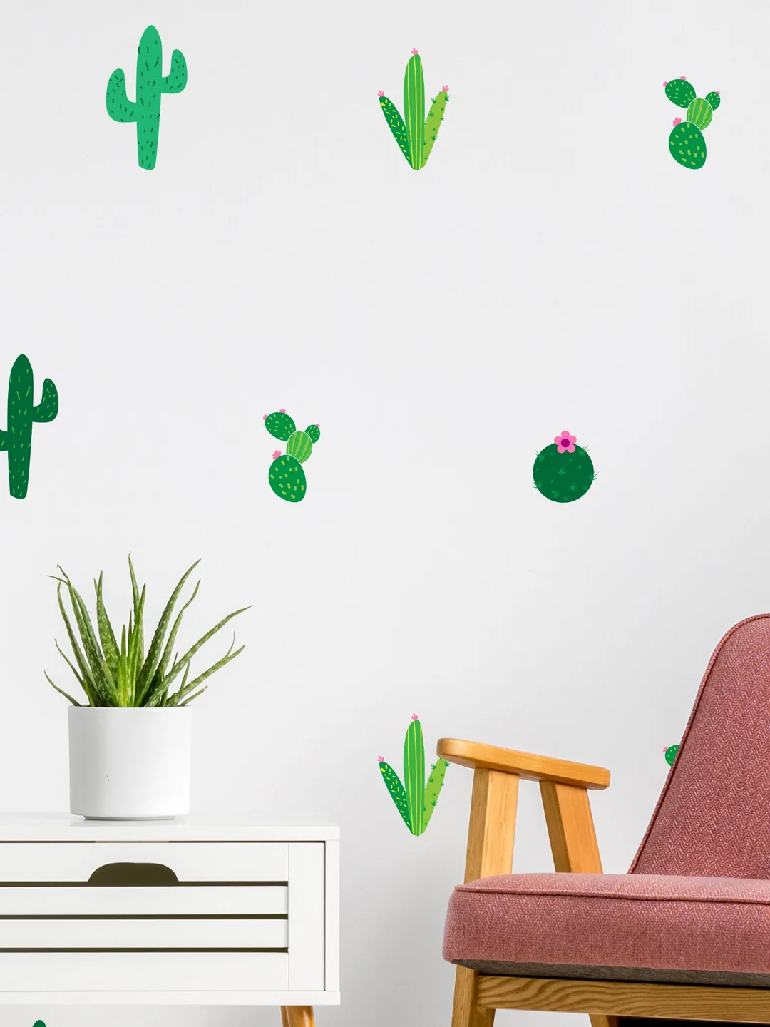40x Cactus Wall Decal - Bedroom Nursery Room Vinyl Art Decor Sticker - Plant Kitchen Decals Mural - Baby Home Peel Stick Door Light Clings