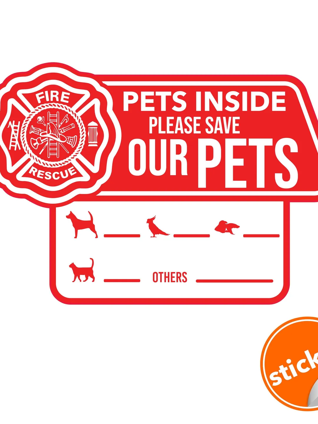 6x Pet Alert Emergency Cling Stickers - Home Door Window Dog Cat Inside ...
