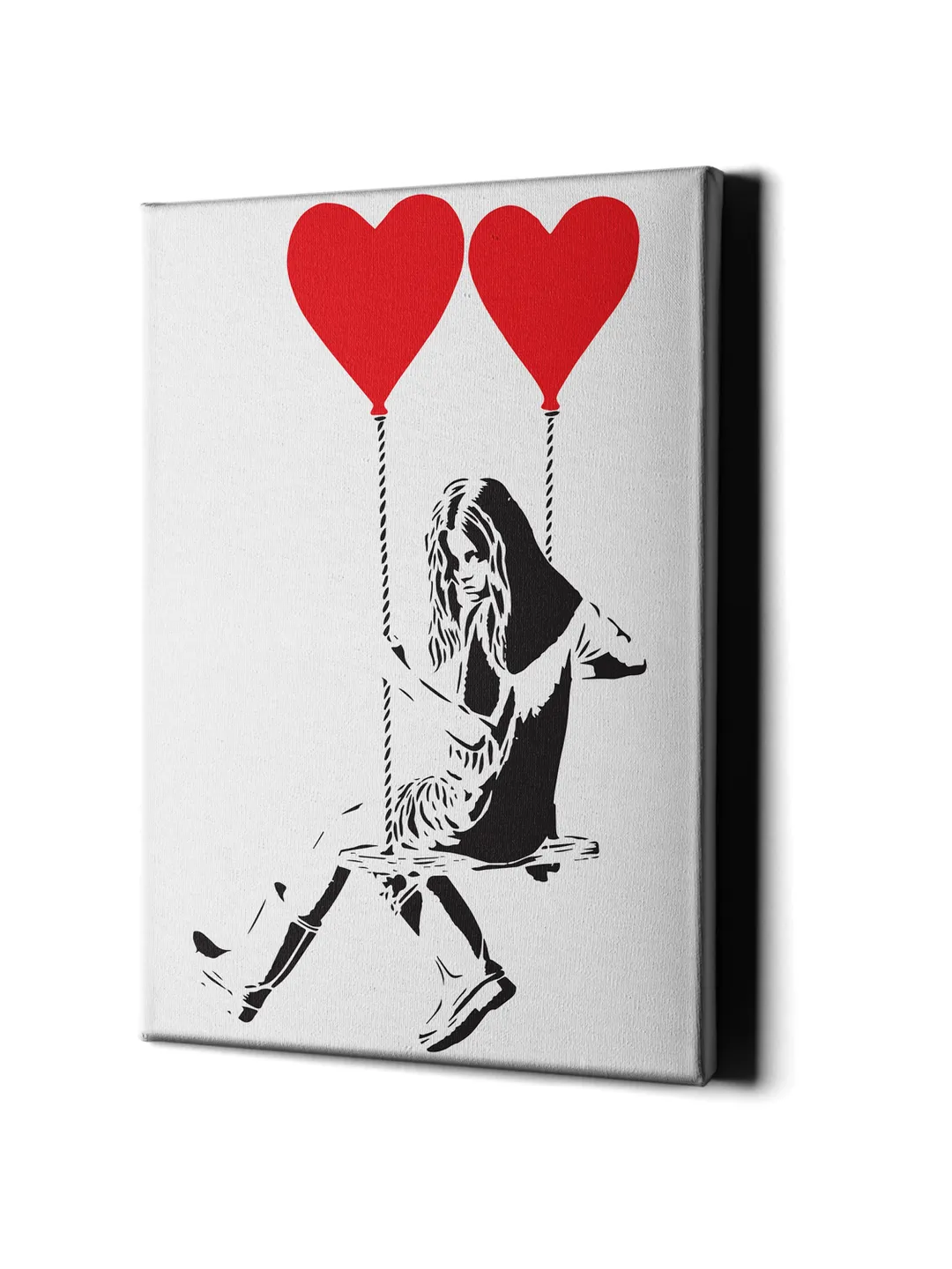Banksy Girl With Red Heart Balloon Art Wall Canvas - Pop Street Graffiti Artwork Painting Print - Large Bansky Grafitti Picture For Decor