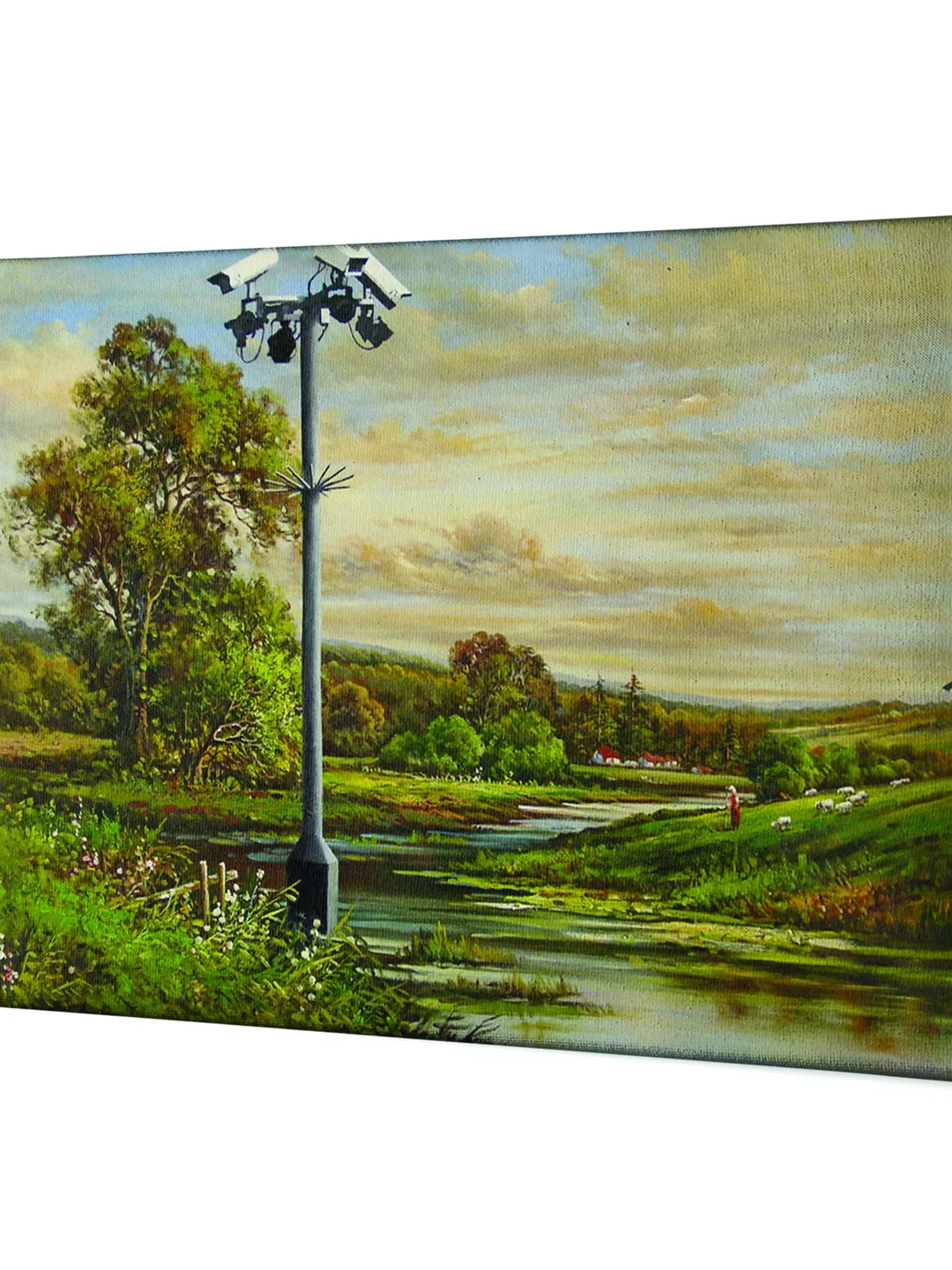 Banksy CCTV Art Wall Canvas Decor Artwork - Large Street Graffiti Pop Canva Painting Print - Cool Kitchen Room Bedroom Home Big Bansky