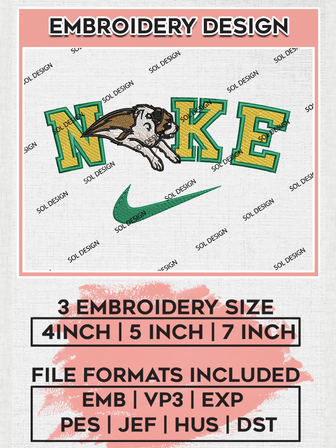 Nike Siena Saints Machine Embroidery Design, NCAA Siena Saints Embroidery Design files, NCAA Embroidery Designs, NCAA Machine Embroidery Designs, Digital Download