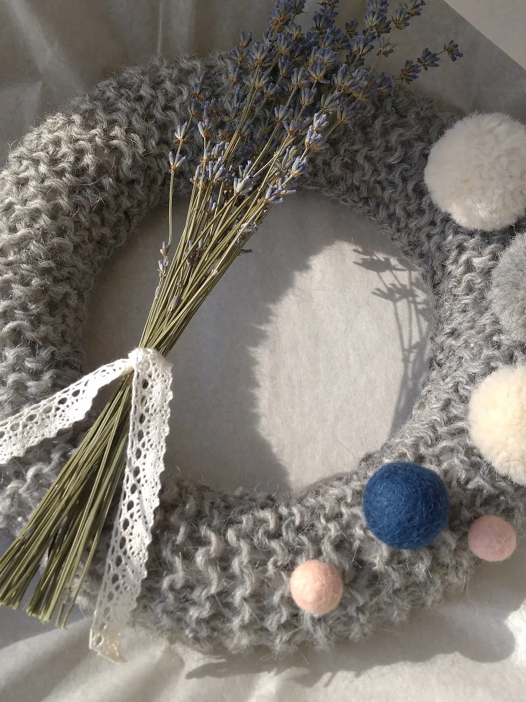 Christmas Decor Home Wreath Crochet Winter Minimalistic Wreath Natural Craft Knittd Holiday Door Wreath New Year and Christmas Wall Decor