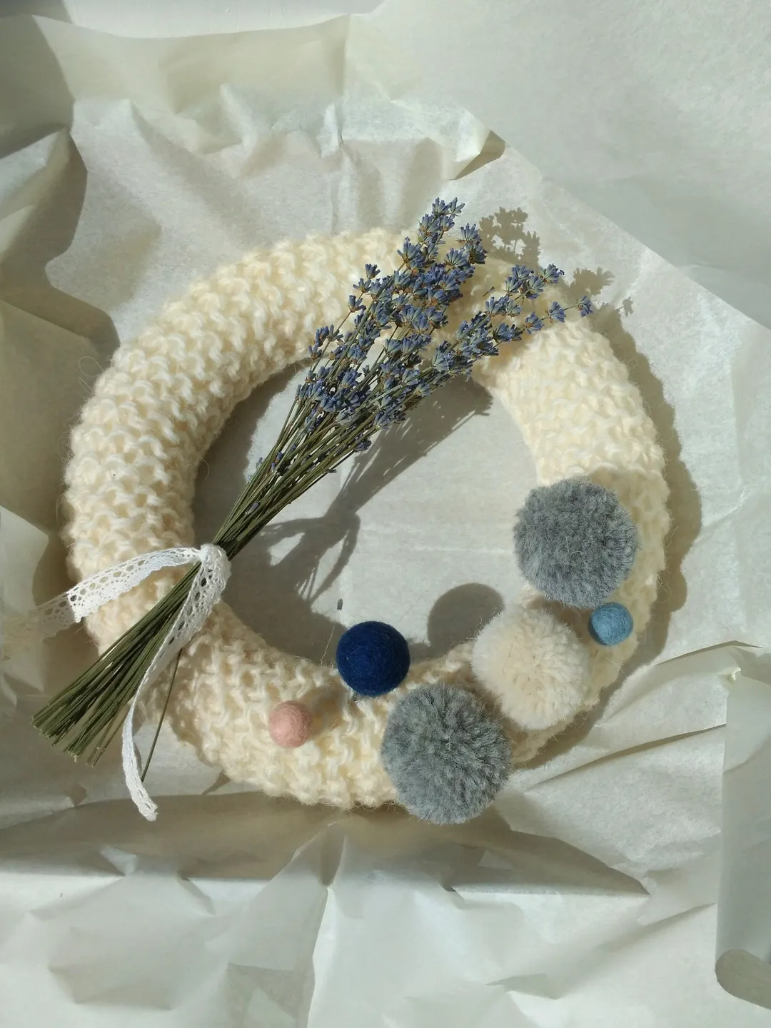 Christmas Decor Home Wreath Crochet Winter Minimalistic Wreath Natural Craft Knittd Holiday Door Wreath New Year and Christmas Wall Decor