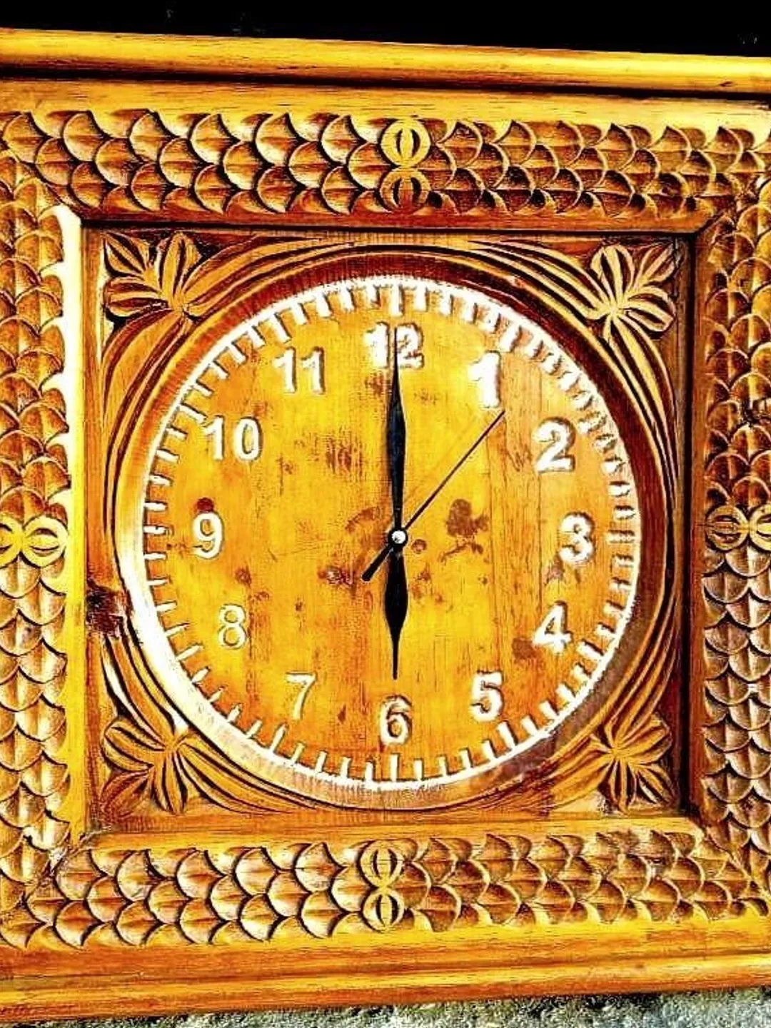 Hand Carved Wooden Wall Clock | Rustic Farmhouse Home Decor | Handmade ...