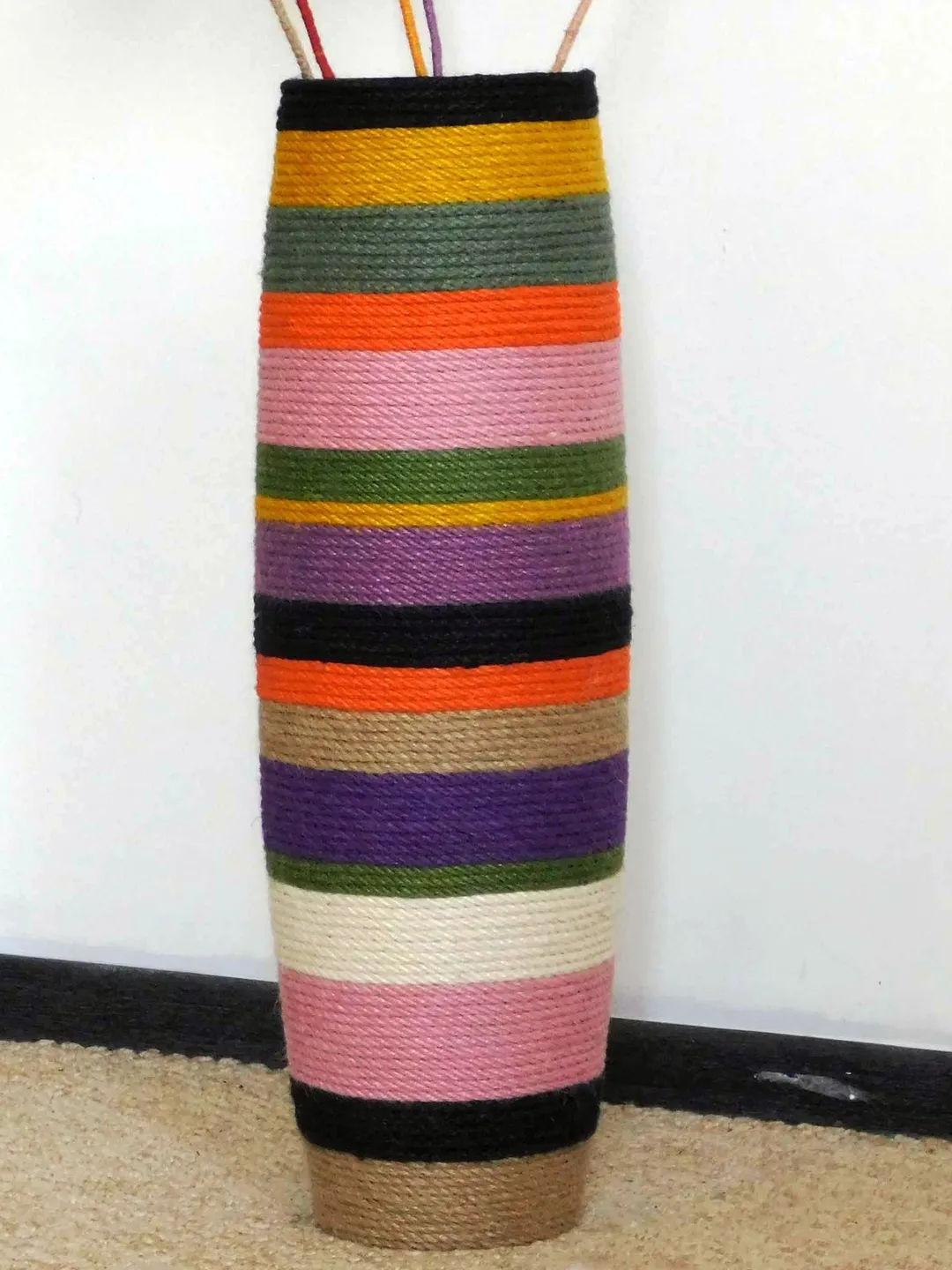 Floor vase. Minimalist, tall, decorative colorful vase for aesthetic room décor. Apartment warming gift or housewarming gift first home