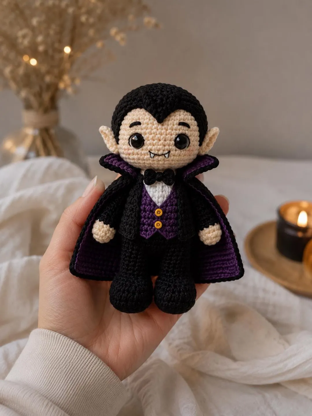 Halloween Vampire Crochet Pattern, Vampire Amigurumi PDF, Spooky Crochet Doll Pattern, Halloween Amigurumi, Instant Download