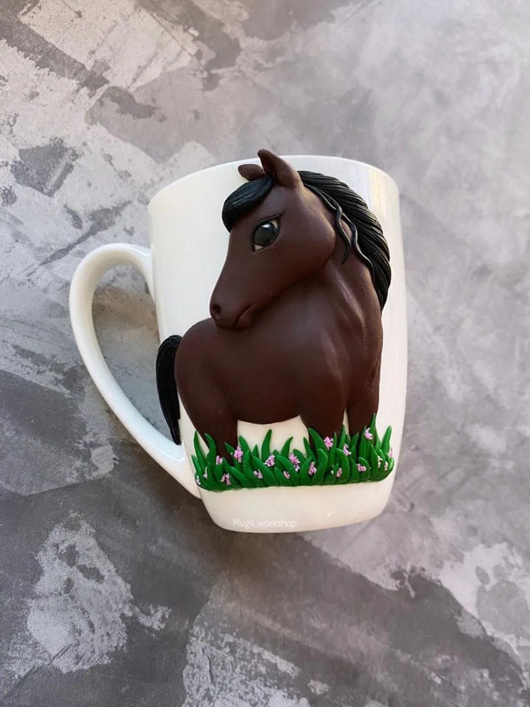 Best friend mug - horse art polymer clay animals on funny coffee mug