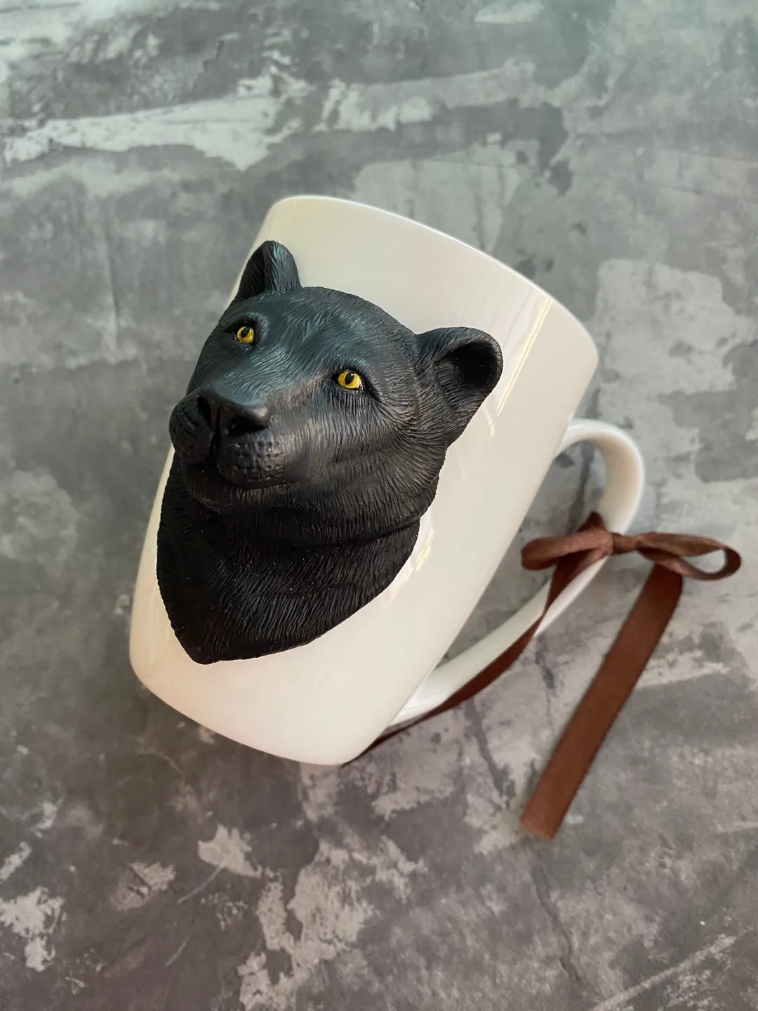 Polymer clay animals on funny coffee mug best gifts for cat lovers