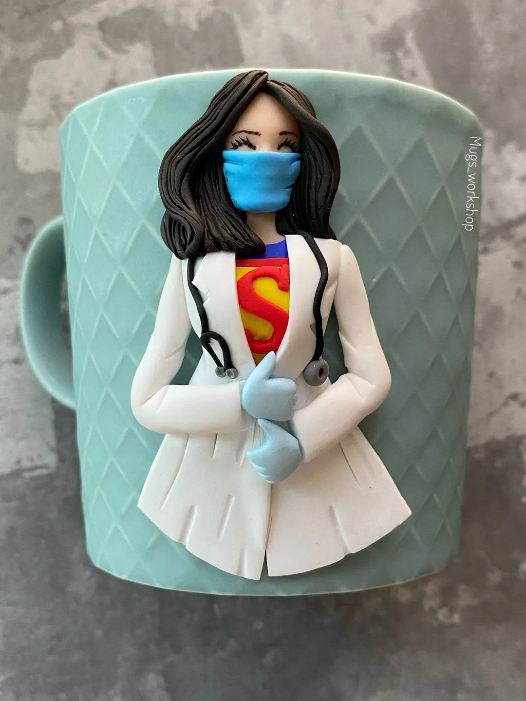Personalized doctor woman mug, ceramic coffee cup, superhero tea mug, medical student gift, nurse appreciation, baby doctor gift