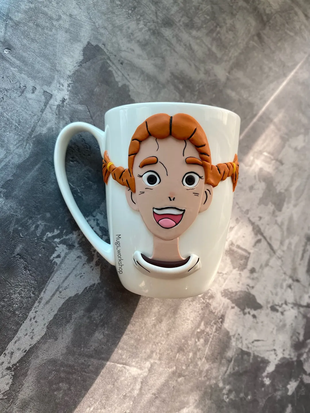 Bitmoji mug for kids with cute polymer clay