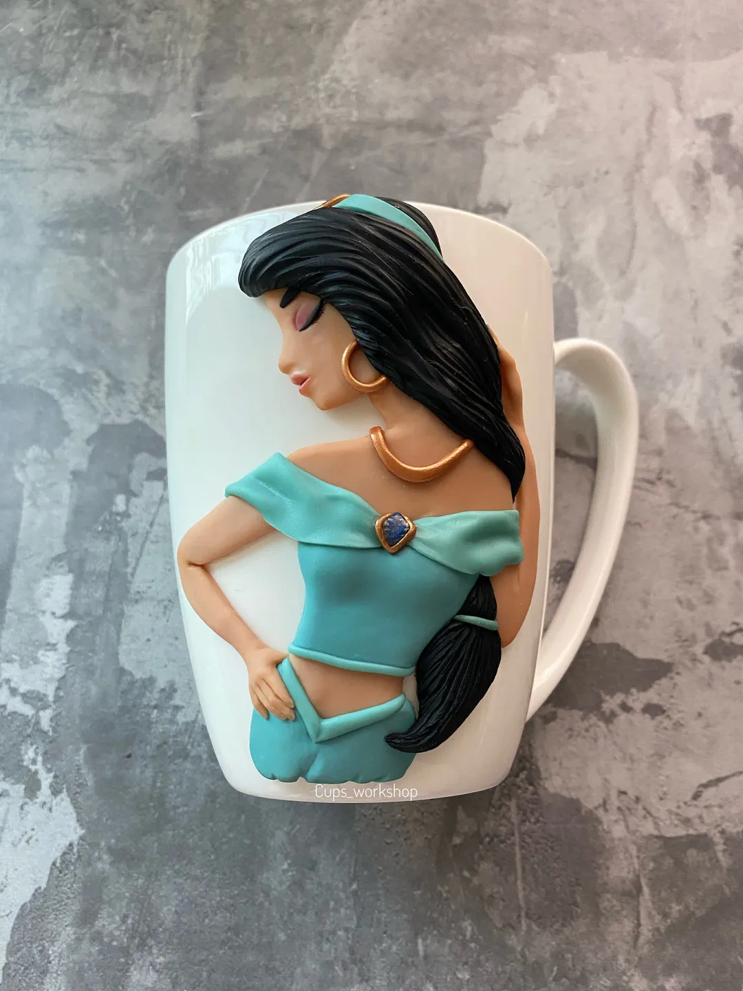 Cute ceramic mug handmade best gift for kids with princess decor