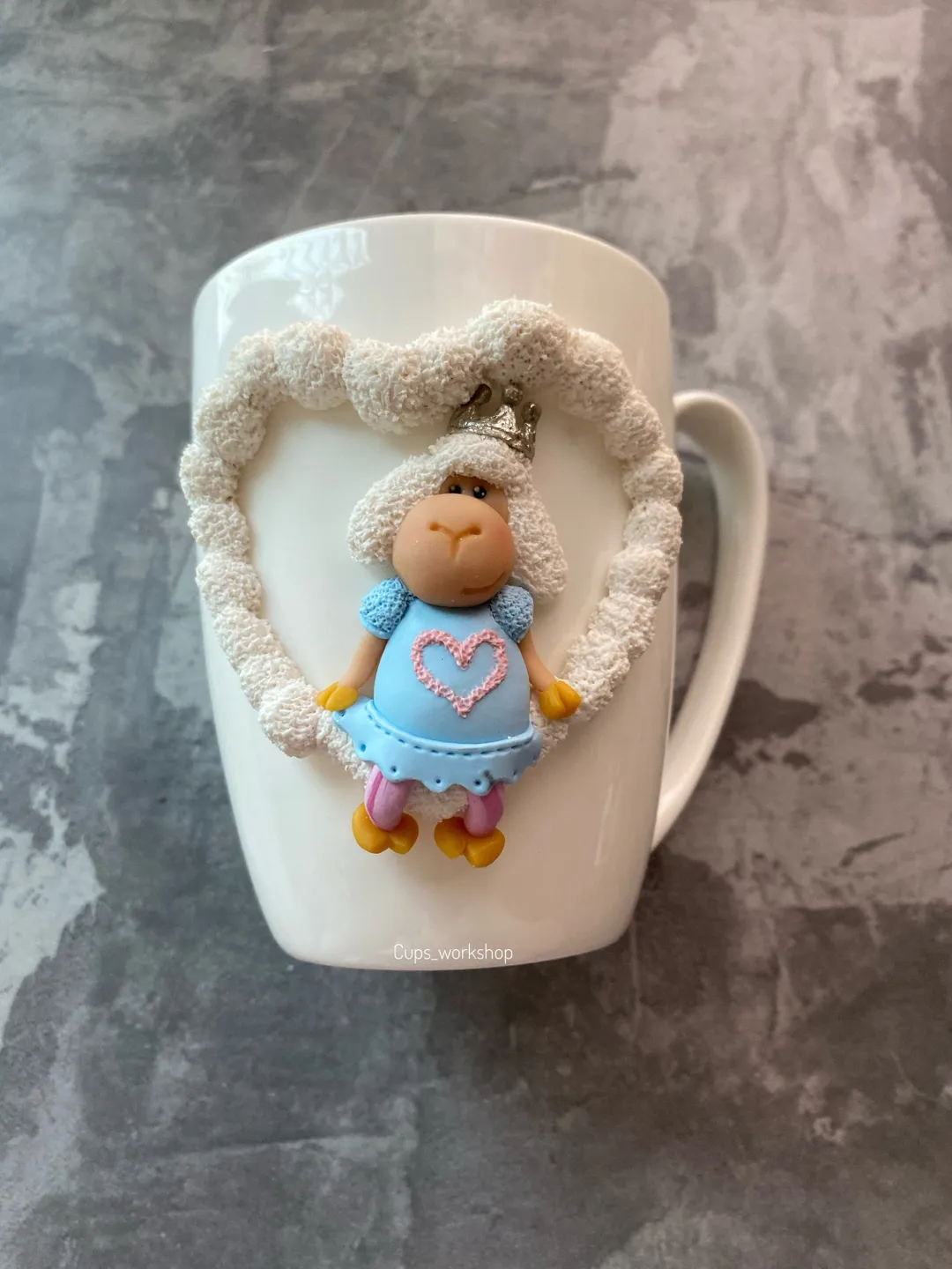 Polymer clay animals on cute ceramic mug handmade - gifts for kids