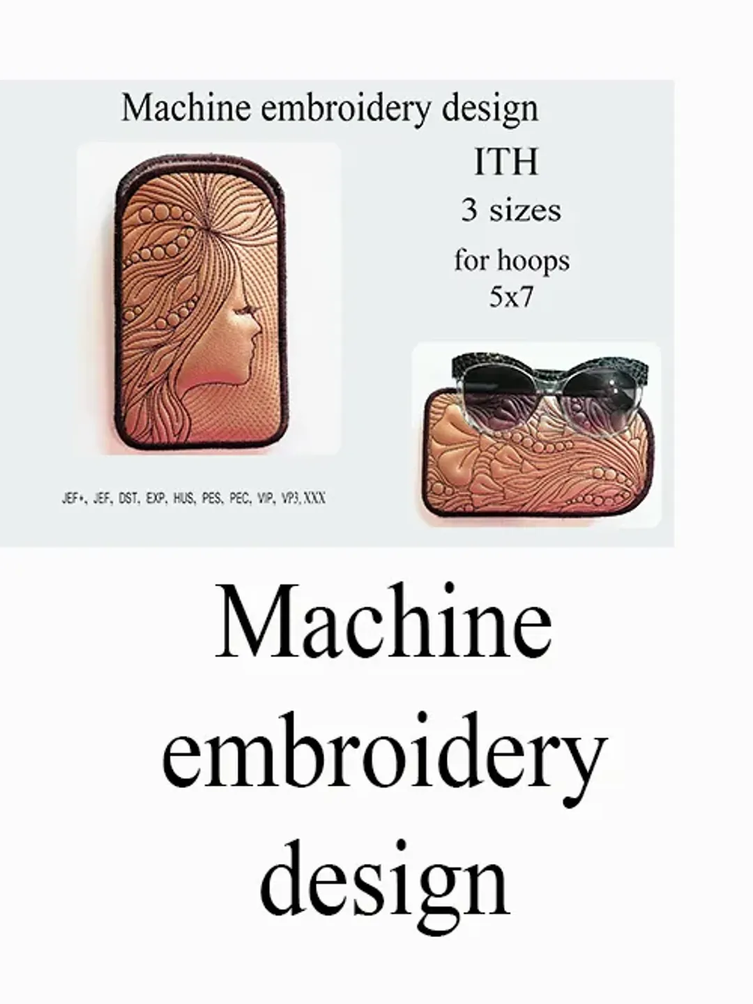 Machine Embroidery Design Phone case In the Hoop girl embroidery designs eyeglass case Embroidery Pattern ITH Iphone Case PES JEF