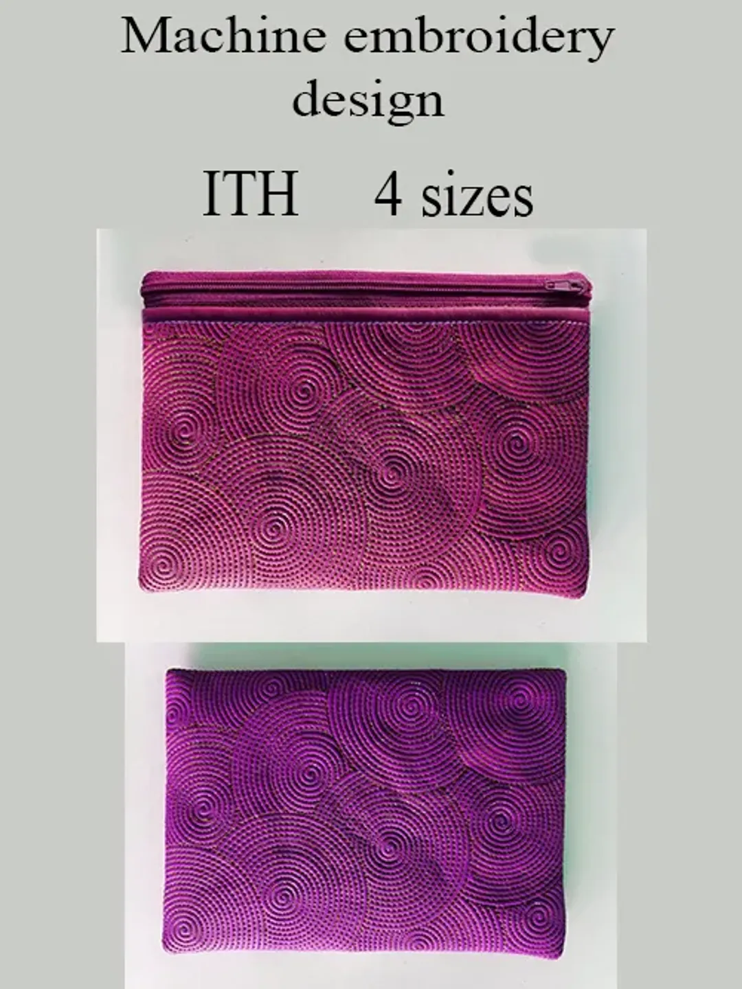 In the hoop bag embroidery design Dragonflies and spirals ITH Cosmetic bag emb file