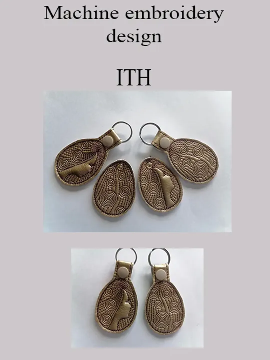 Machine Embroidery Design Key Fob girl and spirals Snap Tab Key In The Hoop Key Ring Key Chain