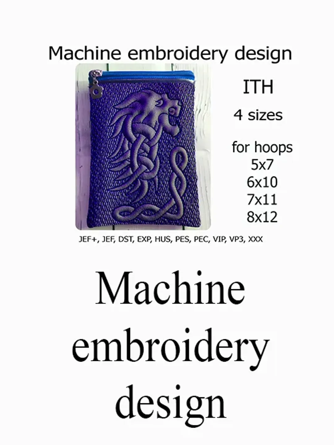 In the hoop bag Leo embroidery design ITH Cosmetic bag