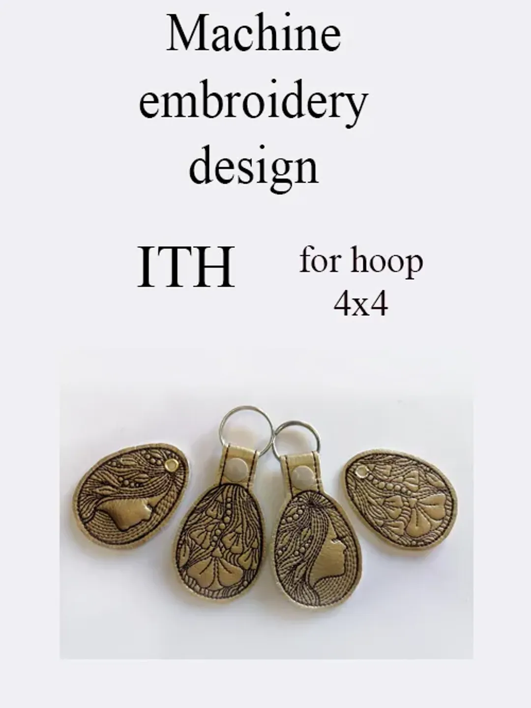 Machine Embroidery Design Key Fob girl and spirals Snap Tab Key In The Hoop Key Ring Key Chain