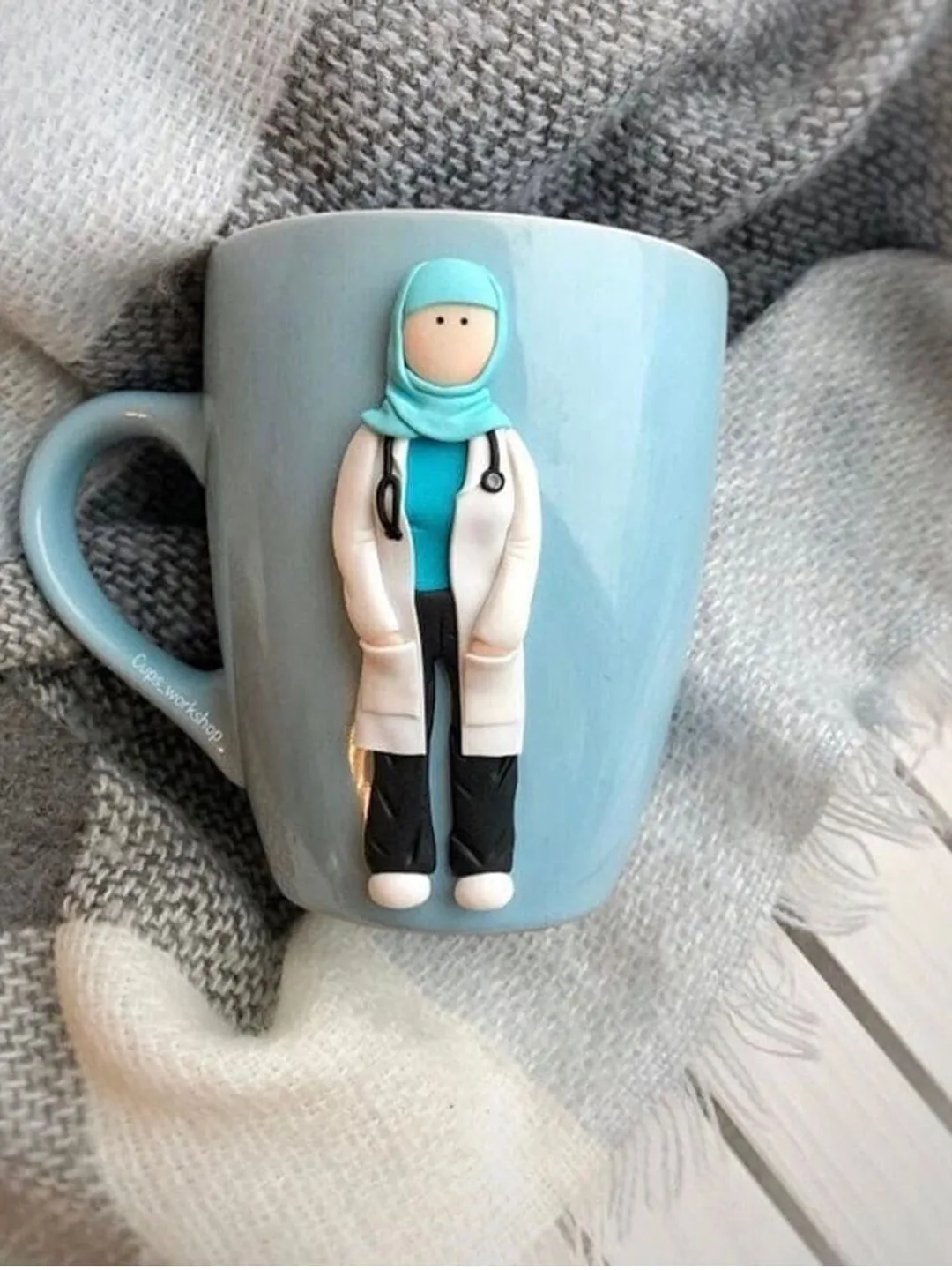 Custom Muslim doctor coffee mug, personalized portrait from photo, Hijab tea cup, design your own mug, medical student gift, travel mug