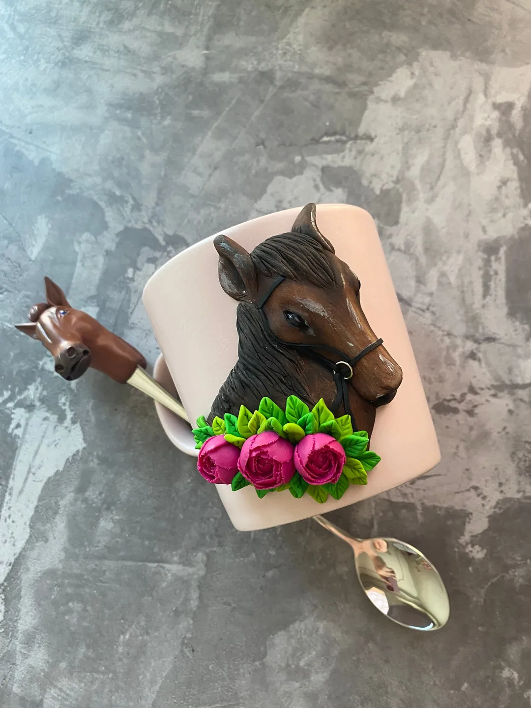 Best friend mug with custom pet portrait polymer clay animals