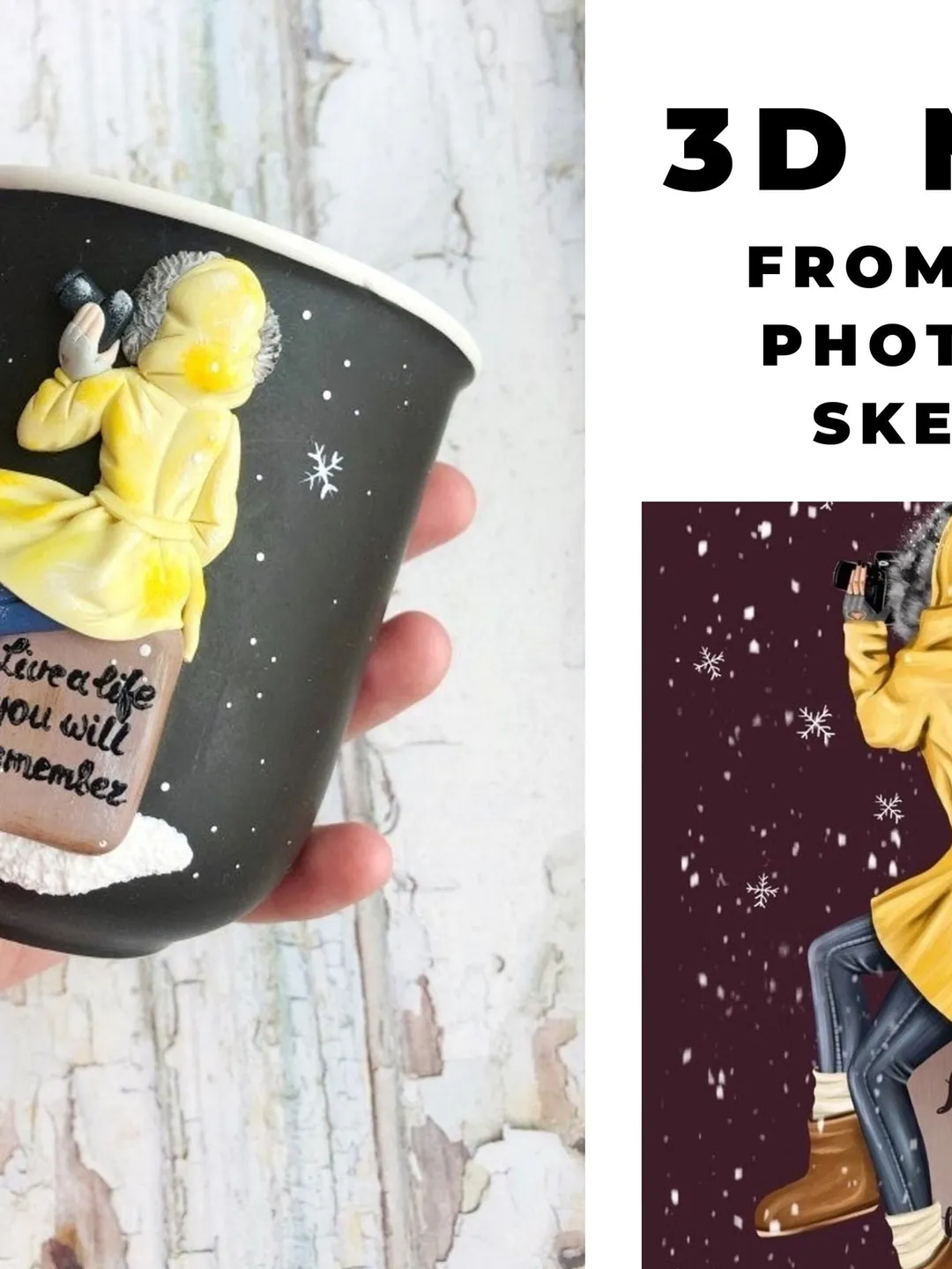 Custom 3D coffee mug, Christmas ceramic tea cup, personalized name birthday gift, funny photo drinkware, bar and drink