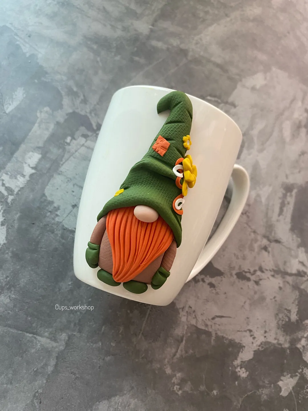 Swedish Christmas gnomes polymer clay on personalized cup