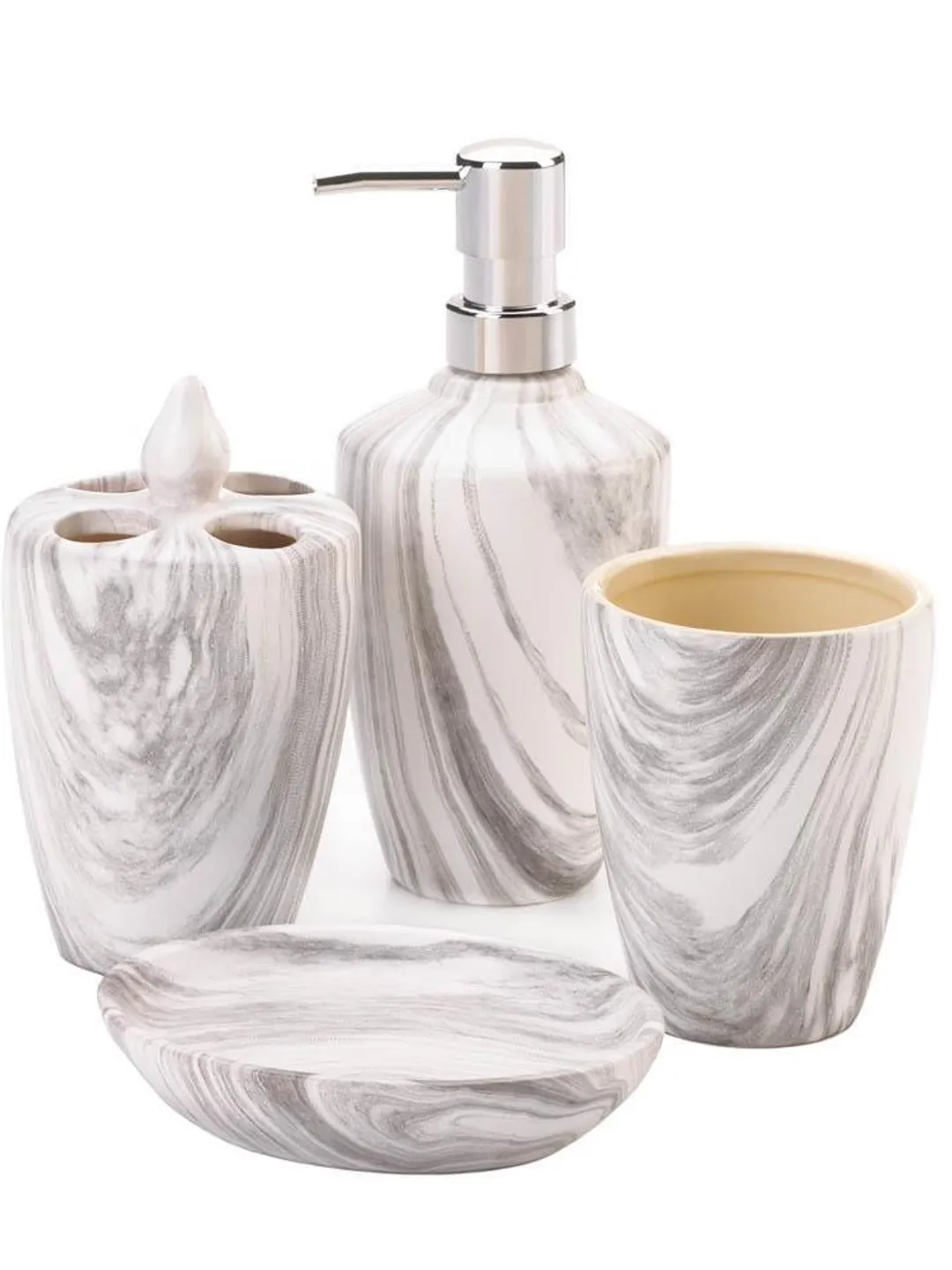 Marble Printed Bath Accessory Set