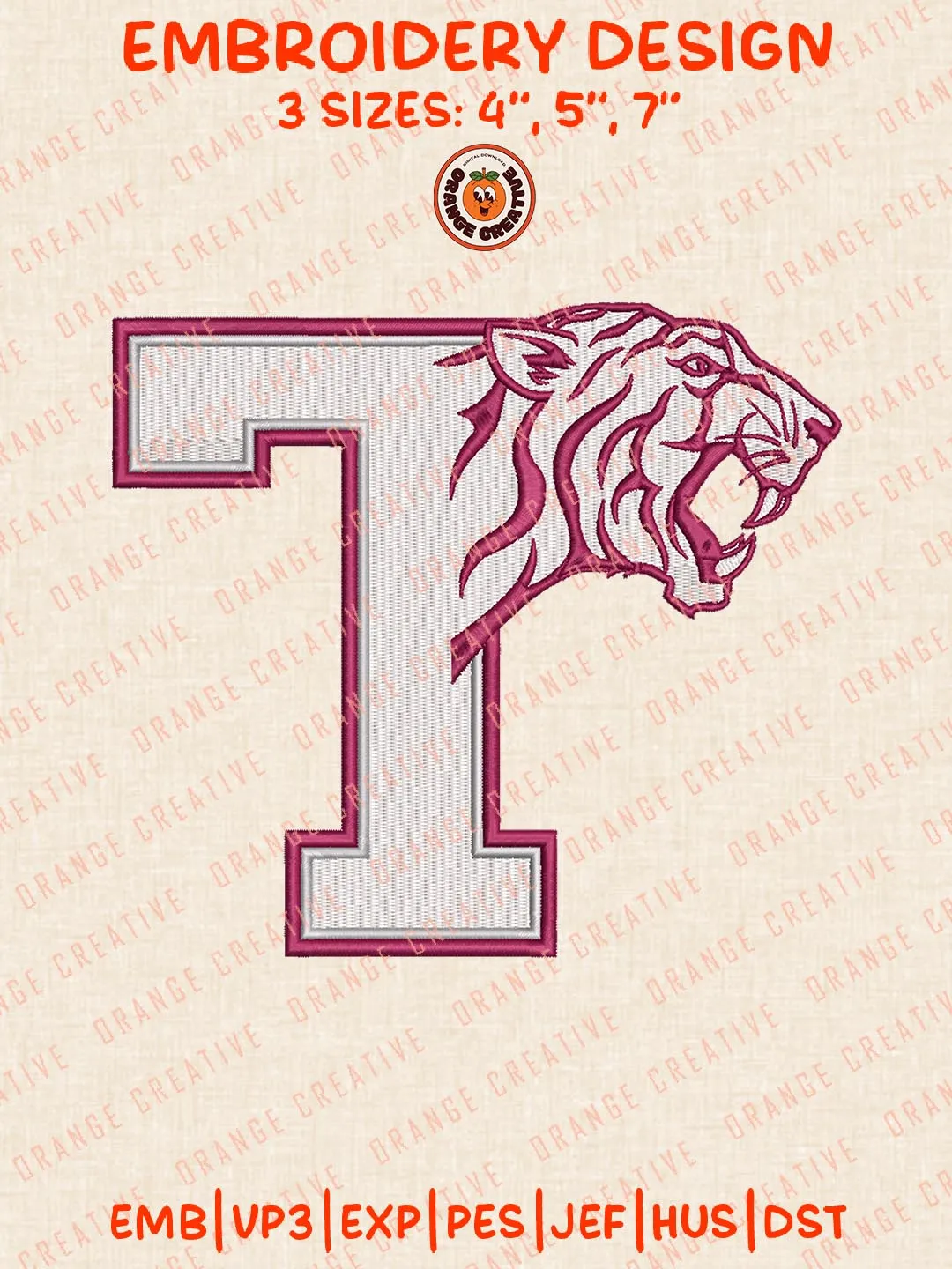 NCAA Texas Southern Tigers Embroidery Design, NCAA Team Logo Embroidery Design, Machine Embroidery Design File, 4 Sizes, Custom Size, Digital Download