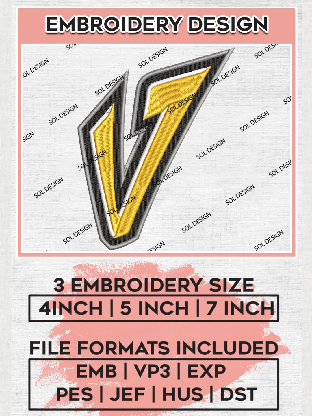 NCAA Idaho Vandals Team Letter Logo Embroidery Design Files, NCAA Idaho Vandals Machine Embroidery, NCAA Teams, 3 sizes, NCAA Machine embroidery designs, Digital Download