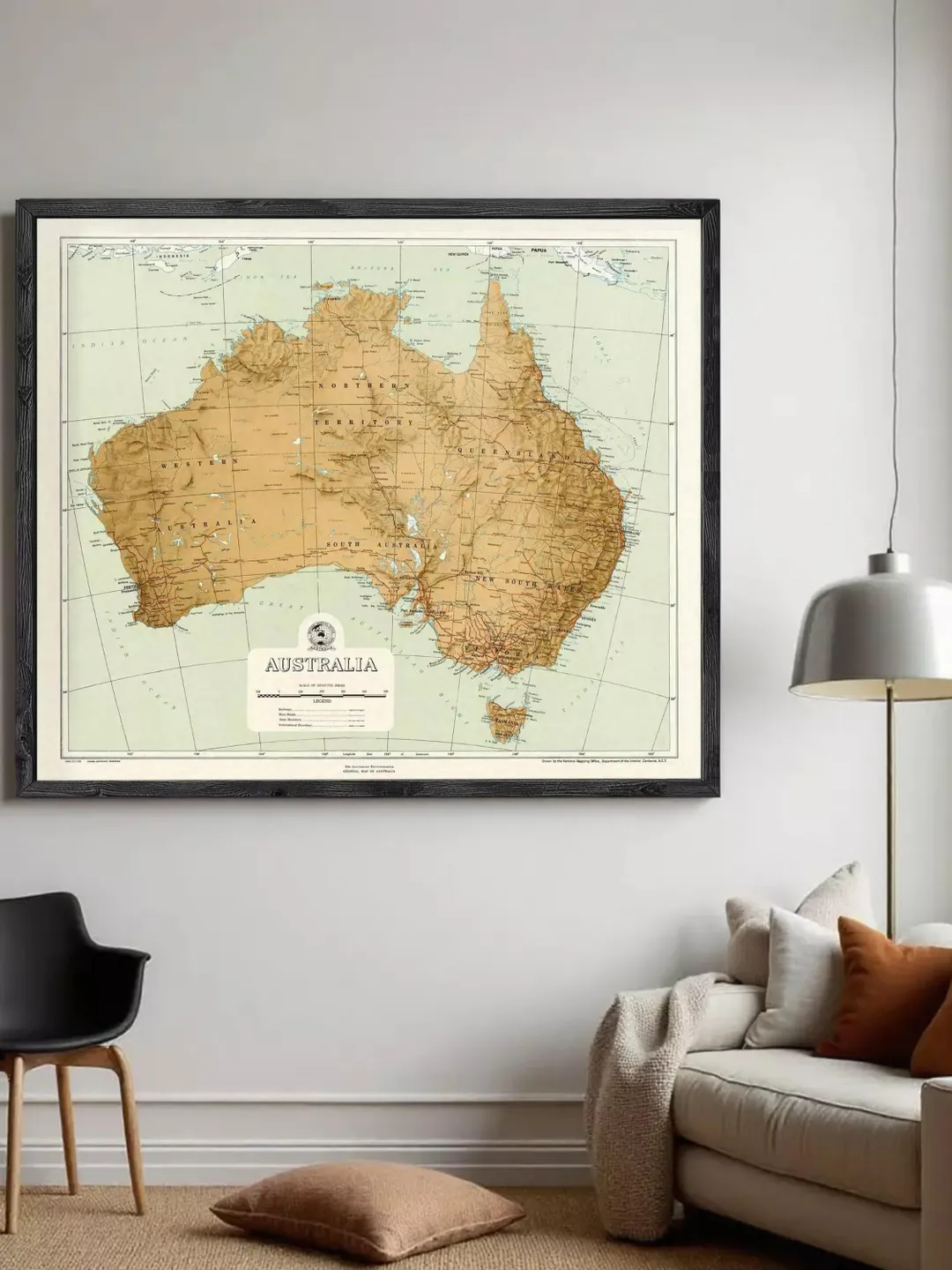 Australia Vintage Map Print | 1952 Oceania Wall Art, Roads, Railways