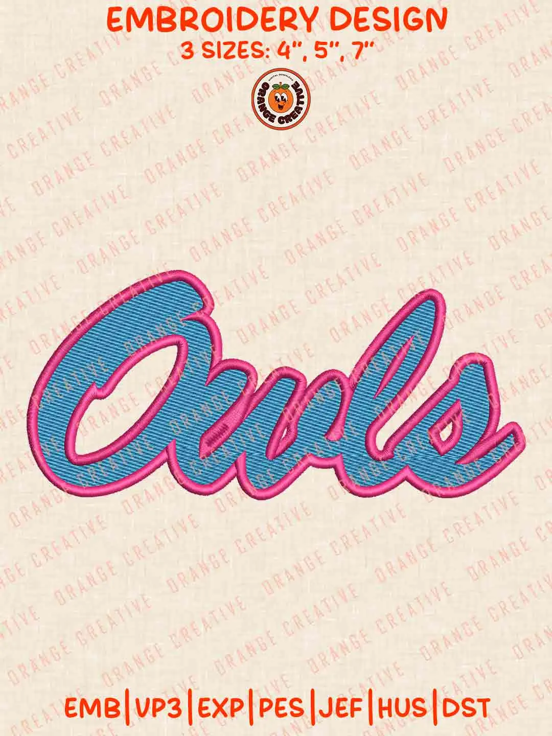 Florida Atlantic Owls Text Logo Embroidery Design, NCAA Florida Atlantic Team Machine Embroidery Digitized Pes File, 4 Sizes, Custom Size, Instant Download