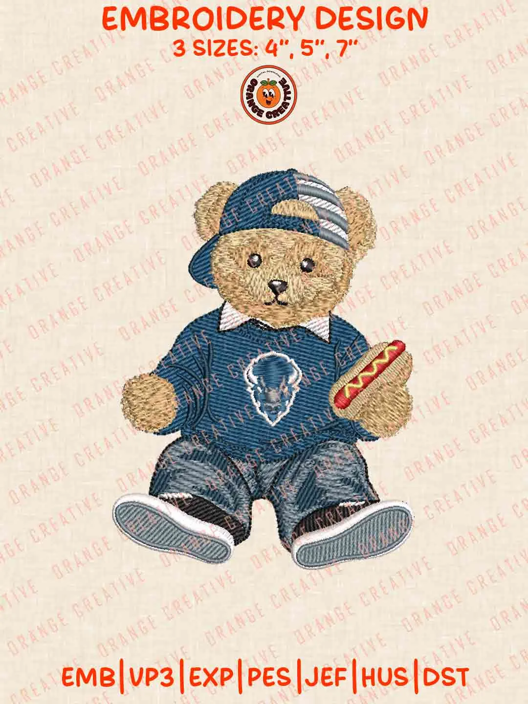 Cute Teddy Bear Howard Bison Logo Embroidery Files, NCAA Team Embroidery Design, Machine Embroidery Design File, 4 Sizes, Custom Size, Digital Download