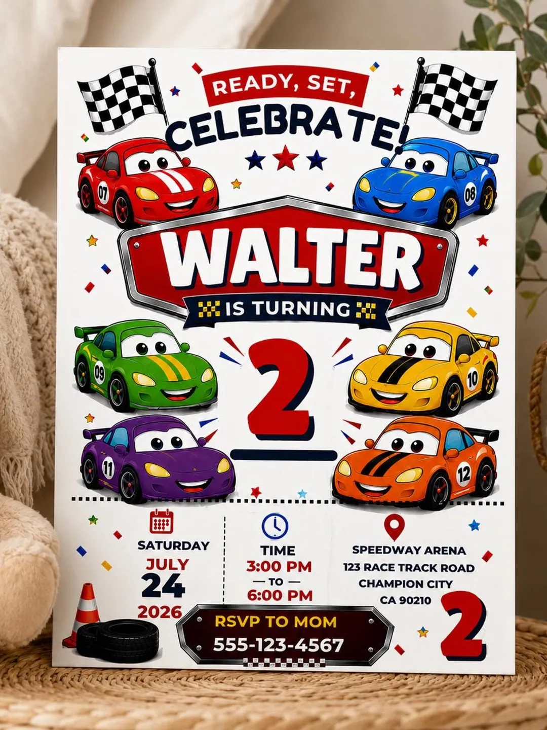 Race Car Birthday Invitation, Editable Car Birthday Invite, Two Fast Birthday Invitation, Racing Party Invitation, Boy Birthday Template