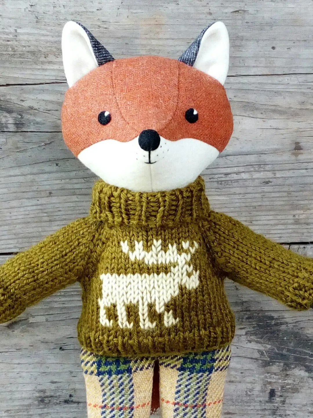 Red fox boy, handmade wool fox toy, stuffed animal doll