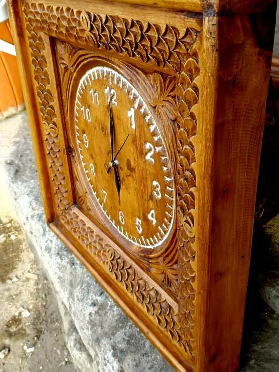 Hand Carved Wooden Wall Clock | Rustic Farmhouse Home Decor | Handmade ...
