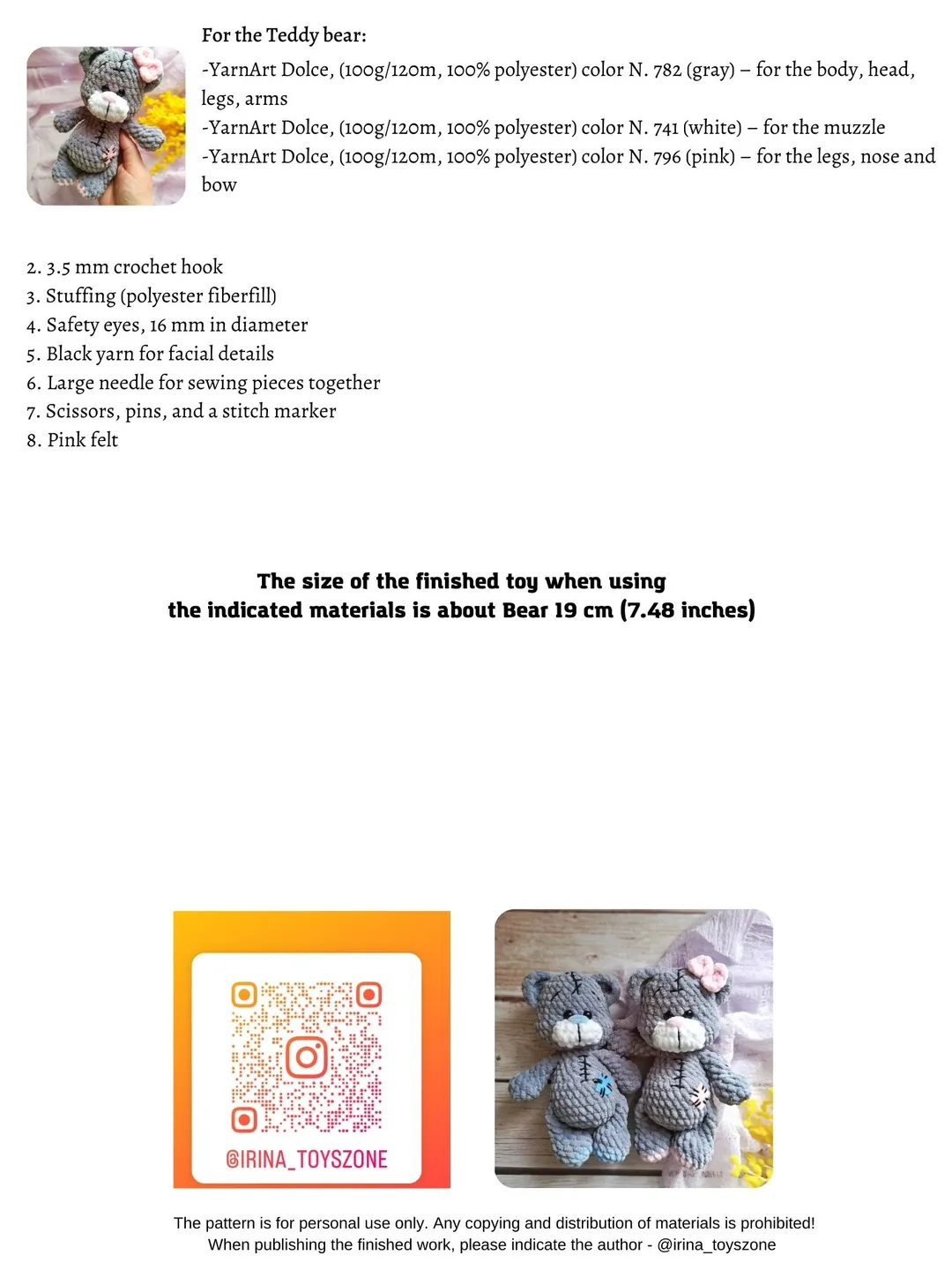 Plush Teddy Bear Amigurumi Crochet Toy Pattern Pdf, Stuffed Plush Easy ...